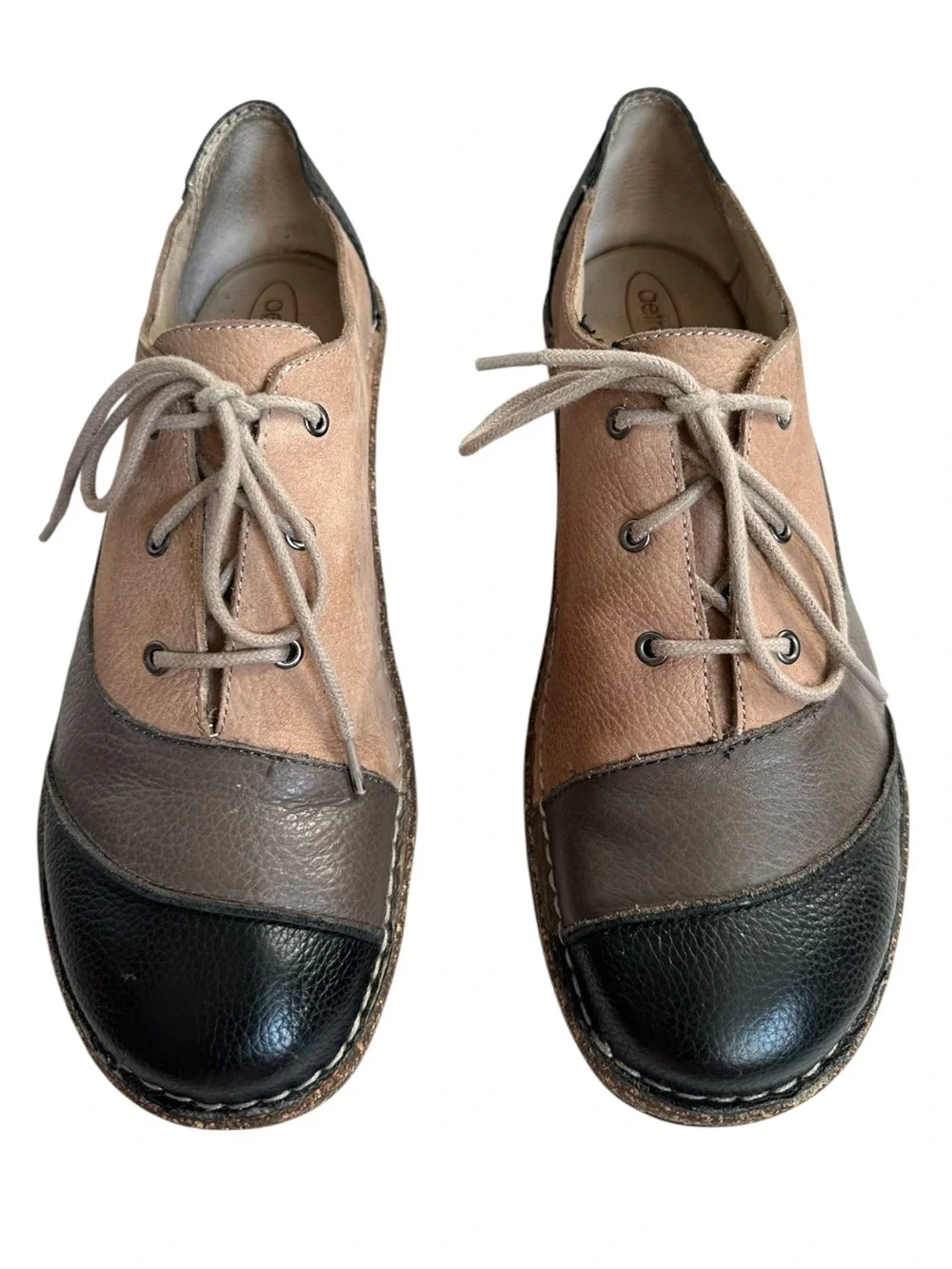 Aetrex Kerry Tricolor Leather Lace Up Oxfords Comfort Cork Wedge EU 40